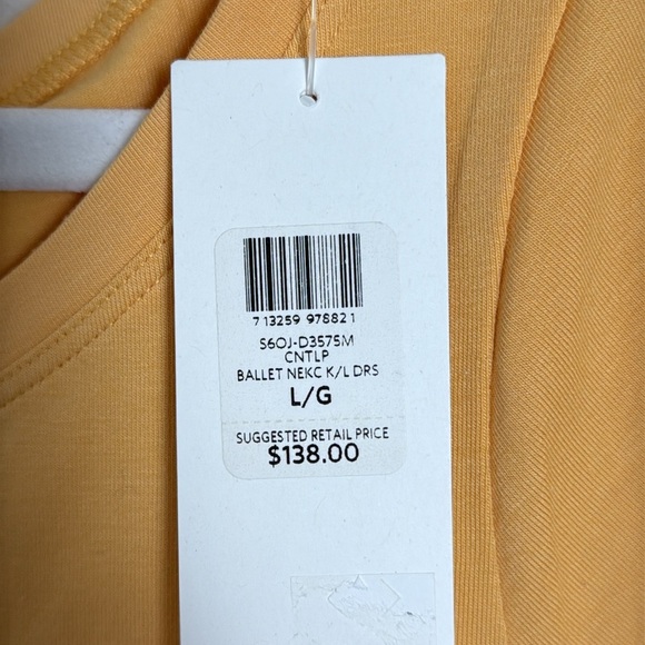 NWT Eileen Fisher Yellow Ballet Neck Mini Dress Size Large - Picture 3 of 5